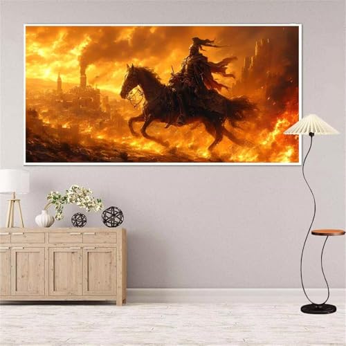 Pferd Diamond Painting Groß xxl 35x70 cm Diamond Painting Feuer Diamond Painting Erwachsene, 5D Diamant Painting Bilder Kinder, Mosaikherstellung, für Home Wand Décor Aesthetic, Geschenke für Damen von Yeefion