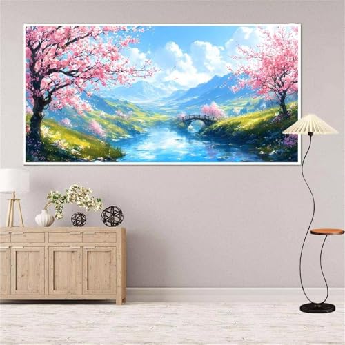 Pfirsich Diamond Painting Groß xxl 35x70 cm Diamond Painting See Diamond Painting Erwachsene, 5D Diamant Painting Bilder Kinder, Mosaikherstellung, für Home Wand Décor Aesthetic, Geschenke für Damen von Yeefion