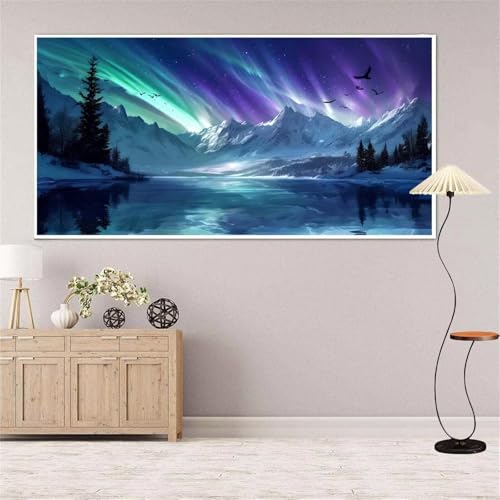 Polarlicht Diamond Painting Groß xxl 100x200 cm Diamond Painting Landschaft Diamond Painting Erwachsene, 5D Diamant Painting Bilder Kinder, Mosaikherstellung, Geschenke für Home Wand Décor Aesthetic von Yeefion