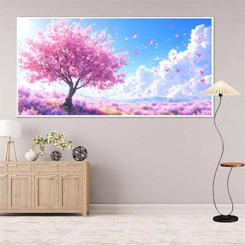 Rosa Diamond Painting Groß xxl 35x70 cm Diamond Painting Schmetterling Diamond Painting Erwachsene, 5D Diamant Painting Bilder Kinder, Mosaikherstellung, Home Wand Décor Aesthetic, Geschenke für Damen von Yeefion