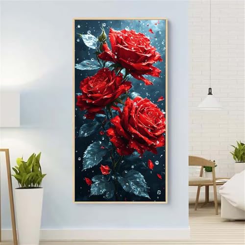 Rose Diamond Painting Groß xxl 100x200 cm Diamond Painting BläTter Diamond Painting Erwachsene, 5D Diamant Painting Bilder Kinder, Mosaikherstellung, für Home Wand Décor Aesthetic, Geschenke für Damen von Yeefion