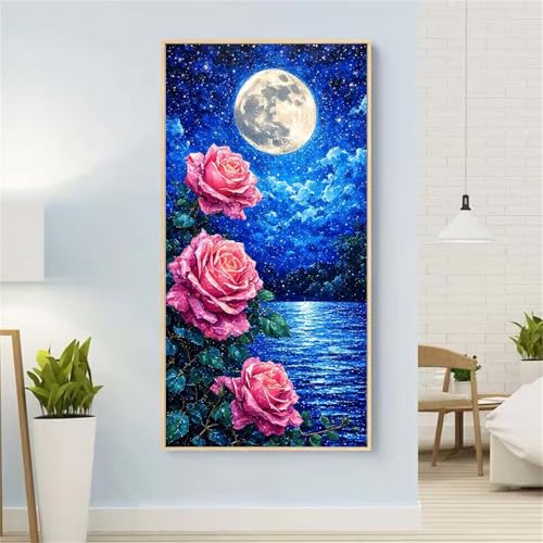 Rose Diamond Painting Groß xxl 100x200 cm Diamond Painting Himmel Diamond Painting Erwachsene, 5D Diamant Painting Bilder Kinder, Mosaikherstellung, für Home Wand Décor Aesthetic, Geschenke für Damen von Yeefion