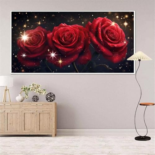 Rose Diamond Painting Groß xxl 100x220 cm Diamond Painting Blume Diamond Painting Erwachsene, 5D Diamant Painting Bilder Kinder, Mosaikherstellung, für Home Wand Décor Aesthetic, Geschenke für Damen von Yeefion