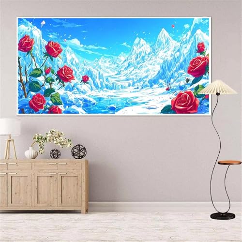 Rose Diamond Painting Groß xxl 35x70 cm Diamond Painting Schnee Diamond Painting Erwachsene, 5D Diamant Painting Bilder Kinder, Mosaikherstellung, für Home Wand Décor Aesthetic, Geschenke für Damen von Yeefion