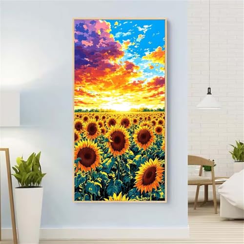 Sonnenblume Diamond Painting Groß xxl 100x200 cm Diamond Painting Himmel Diamond Painting Erwachsene, 5D Diamant Painting Bilder Kinder, Mosaikherstellung, Geschenke für Home Wand Décor Aesthetic von Yeefion