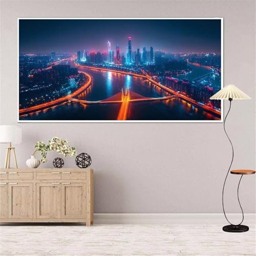 Stadt Diamond Painting Groß xxl 35x70 cm Diamond Painting BrüCke Diamond Painting Erwachsene, 5D Diamant Painting Bilder Kinder, Mosaikherstellung, für Home Wand Décor Aesthetic, Geschenke für Damen von Yeefion