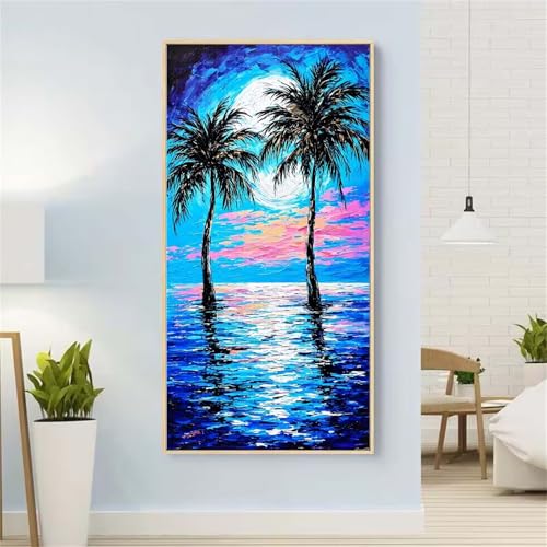 Strand Diamond Painting Groß xxl 40x80 cm Diamond Painting Mond Diamond Painting Erwachsene, 5D Diamant Painting Bilder Kinder, Mosaikherstellung, für Home Wand Décor Aesthetic, Geschenke für Damen von Yeefion