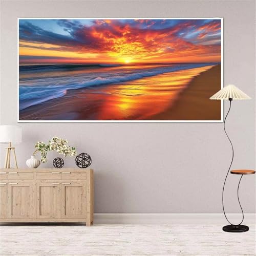 Strand Diamond Painting Groß xxl 55x110 cm Diamond Painting Himmel Diamond Painting Erwachsene, 5D Diamant Painting Bilder Kinder, Mosaikherstellung, für Home Wand Décor Aesthetic, Geschenke für Damen von Yeefion