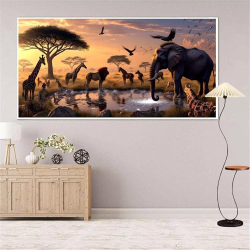 Tier Diamond Painting Groß xxl 100x220 cm Diamond Painting Elefant Diamond Painting Erwachsene, 5D Diamant Painting Bilder Kinder, Mosaikherstellung, für Home Wand Décor Aesthetic, Geschenke für Damen von Yeefion