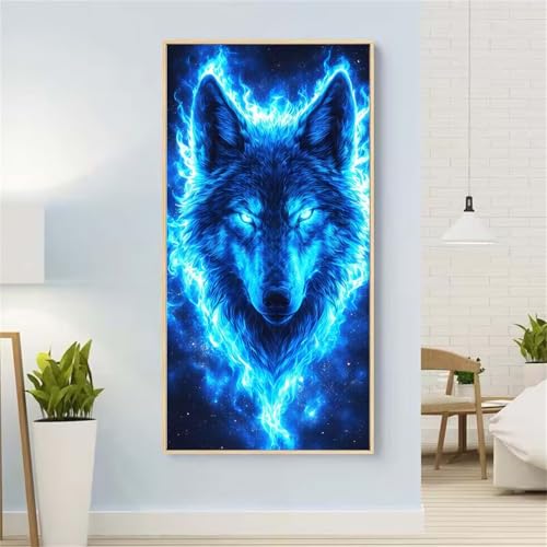 Tier Diamond Painting Groß xxl 55x110 cm Diamond Painting Wolf Diamond Painting Erwachsene, 5D Diamant Painting Bilder Kinder, Mosaikherstellung, für Home Wand Décor Aesthetic, Geschenke für Damen von Yeefion