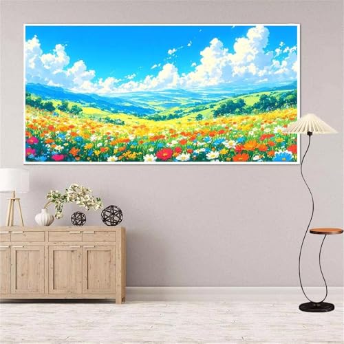 Wiese Diamond Painting Groß xxl 35x70 cm Diamond Painting Himmel Diamond Painting Erwachsene, 5D Diamant Painting Bilder Kinder, Mosaikherstellung, für Home Wand Décor Aesthetic, Geschenke für Damen von Yeefion