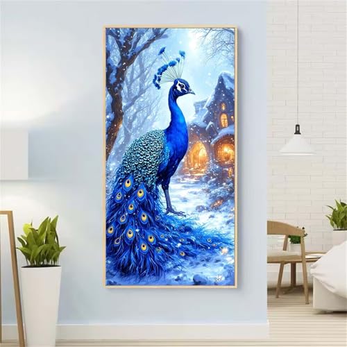 Winter Diamond Painting Groß xxl 70x140 cm Diamond Painting Pfau Diamond Painting Erwachsene, 5D Diamant Painting Bilder Kinder, Mosaikherstellung, für Home Wand Décor Aesthetic, Geschenke für Damen von Yeefion