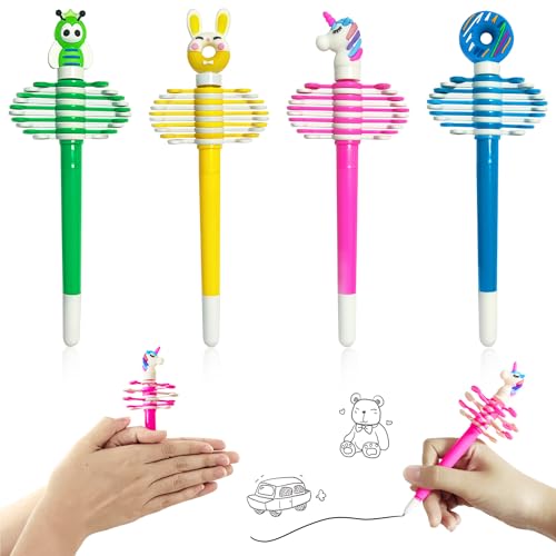 Yeefunjoy 4 Stücke Fidget Pen, Cartoon-Design Kugelschreiber Stressabbau Stift, Sensorisches Finger Fidget Toys für Kinder, Partytüten Schüler Schule Schreibwaren Lieferungen Bürobedarf（Zufällige） von Yeefunjoy