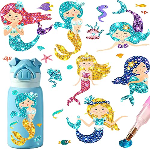 Yeefunjoy 5D Diamond Painting Set für Kinder, 6 Stück DIY Mermaid Diamant Aufkleber Kit, Diamant Malerei Mosaik Kits Kinder, Diamant Painting Kit Geschenke für Kinder und Erwachsene Anfänger von Yeefunjoy