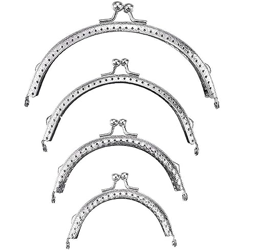 Yeenee 4 Silbern Taschenrahmen Verschluesse Fuer Handwerkliche Taschen oder Geldbeutel einnaehen, Halbrund-Rahmen zum Basteln,8,5-15cm von Yeenee