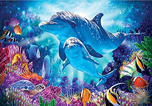 Yeerum DIY 5D Diamond Painting Delfin, 5D Diamant Painting Tier Full Malen Nach Zahlen Erwachsene Stickerei Strass Kreuzstich Kunst Deko 30x40 cm von Yeerum