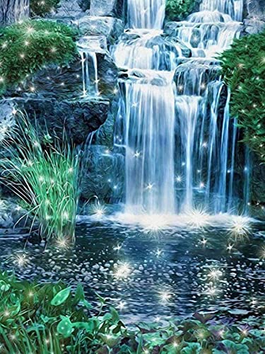 Yeerum DIY 5D Diamond Painting Gras Wasserfall Komplett Zubehör Landschaft Stickerei Malerei Diamant Painting Komplettset Kreuzstich Kristall Strass Handwerk Dekoration des Hauses 30 x 40 cm MO5 von avasee