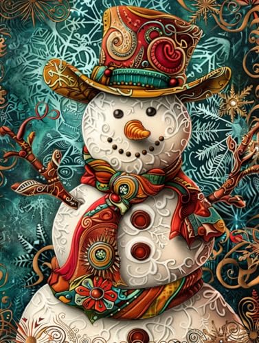 Yeerum DIY Diamond Painting Zubehör Schneemann Full Set, 5D Malerei Diamant Painting Bilder Weihnachten Kristallstickerei Kreuzstich Home Schlafzimmer Büro Wanddekoration 30x40cm von Yeerum