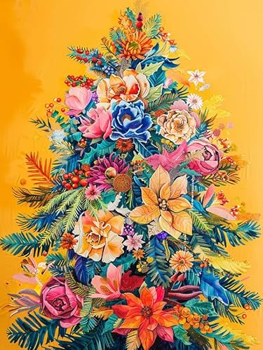 Yeerum DIY Diamond Painting Zubehör Weihnachtsbaum Full Set, 5D Malerei Diamant Painting Bilder Blume Kristallstickerei Kreuzstich Home Schlafzimmer Büro Wanddekoration 30x40cm von Yeerum