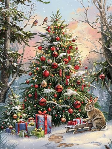 Yeerum DIY Diamond Painting Zubehör Weihnachtsbaum Full Set, 5D Malerei Diamant Painting Bilder Weihnachten Kristallstickerei Kreuzstich Home Schlafzimmer Büro Wanddekoration 30x40cm von Yeerum