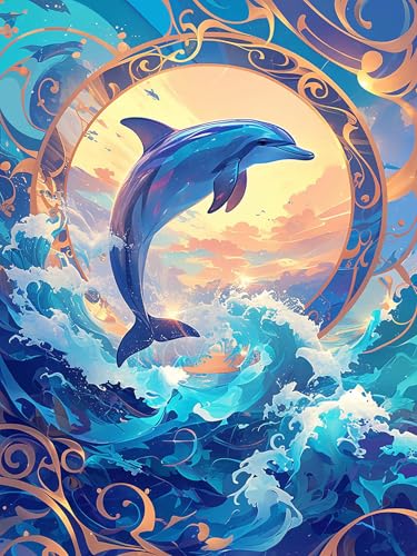 Yeerumo DIY Diamond Painting Zubehör Delphin Full Set, 5D Malerei Diamant Painting Bilder Tier Kristallstickerei Kreuzstich Home Schlafzimmer Büro Wanddekoration 30x40cm von Yeerumo