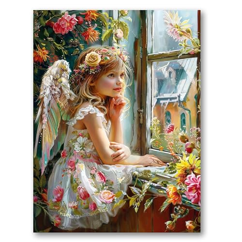 Yeerumo DIY Diamond Painting Zubehör Engel Mädchen Full Set, 5D Malerei Diamant Painting Bilder Kristallstickerei Kreuzstich Home Schlafzimmer Büro Wanddekoration 30x40cm von Yeerumo