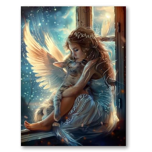 Yeerumo DIY Diamond Painting Zubehör Engel Mädchen Full Set, 5D Malerei Diamant Painting Bilder Kristallstickerei Kreuzstich Home Schlafzimmer Büro Wanddekoration 30x40cm von Yeerumo