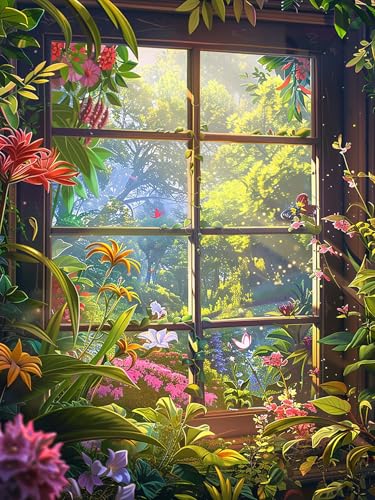 Yeerumo DIY Diamond Painting Zubehör Fenster Full Set, 5D Malerei Diamant Painting Bilder Landschaft Kristallstickerei Kreuzstich Home Schlafzimmer Büro Wanddekoration 30x40cm von Yeerumo