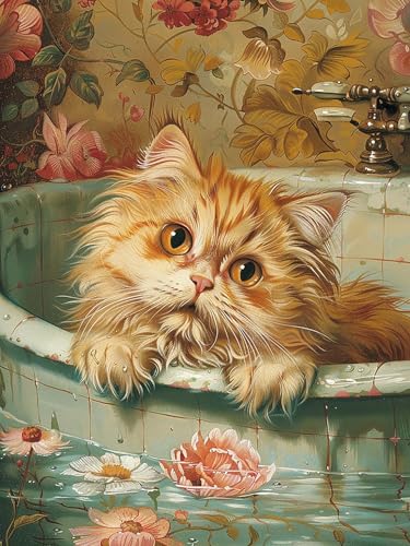 Yeerumo DIY Diamond Painting Zubehör Katze Full Set, 5D Malerei Diamant Painting Bilder Tier Kristallstickerei Kreuzstich Home Schlafzimmer Büro Wanddekoration 30x40cm von Yeerumo