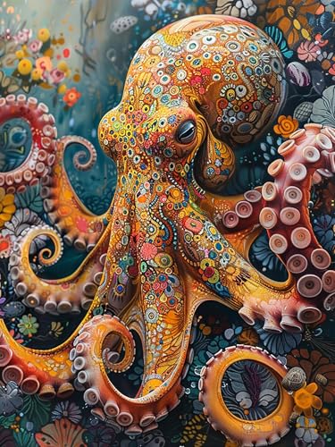 Yeerumo DIY Diamond Painting Zubehör Oktopus Full Set, 5D Malerei Diamant Painting Bilder Tier Kristallstickerei Kreuzstich Home Schlafzimmer Büro Wanddekoration 30x40cm von Yeerumo