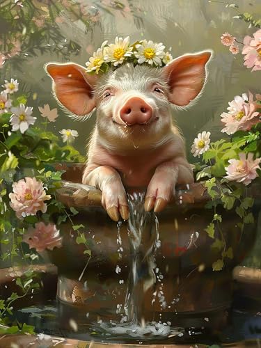 Yeerumo DIY Diamond Painting Zubehör Schwein Full Set, 5D Malerei Diamant Painting Bilder Tier Kristallstickerei Kreuzstich Home Schlafzimmer Büro Wanddekoration 30x40cm von Yeerumo