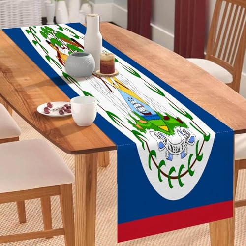 Belize Tischläufer mit Nationalflagge, 33 x 274,3 cm, Belize, Kommode, Schal, Jute, dekorativ, waschbar, Tischläufer für Couchtisch, Terrasse, Grill, Esstisch, Heimdekoration Belize Tischläufer mit Nationalflagge, 33 x 274,3 cm, Belize, Kommode, Schal, Jute, dekorativ, waschbar, Tischläufer für Couchtisch, Terrasse, Grill, Esstisch, Heimdekoration von Yelolyio
