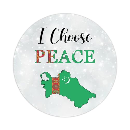 Runde Etiketten-Aufkleber, 3,8 cm, Turkmenistan-Flagge, "I Choose Peace-Aufkleber", Turkmenistan-Aufkleber, Geschenkanhänger, Dekoration für Laptop, Umschläge, Dichtungen, Wasserflasche, Karte, von Yelolyio