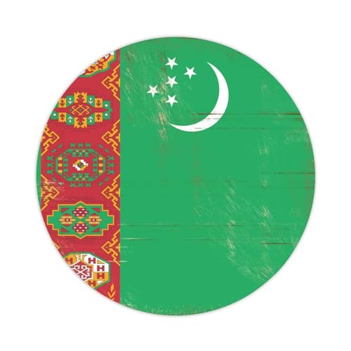 Runde Etiketten-Aufkleber, 3,8 cm, Vintage-Stil, Turkmenistan-Flagge, Aufkleber, Geschenkanhänger, Dekoration für Laptop, Umschläge, Dichtungen, Wasserflasche, Karte, Geschenktüten, Verpackung, 50 von Yelolyio