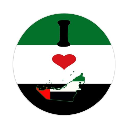 Runde Etiketten-Aufkleber, 7,6 cm, "I Love My Country", Vereinigte Arabische Emirate, Länderflagge, Aufkleber, Geschenkanhänger, Dekoration für Laptop, Umschläge, Wasserflasche, Karte, Geschenktüten, von Yelolyio