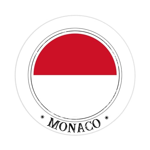 Runde Etiketten-Aufkleber, Monaco-Flagge, 10,2 cm, Monaco-Aufkleber, Geschenkanhänger, Dekoration für Laptop, Umschläge, Dichtungen, Wasserflasche, Karte, Geschenktüten, Verpackung, 50 Stück von Yelolyio