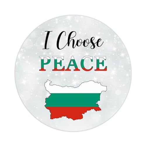 Set mit 50 runden Aufklebern, 3,8 cm, Bulgarien-Flagge I Choose Peace-Aufkleber, Bulgarien-Aufkleber für Karten, Umschläge, Siegel, Boxen, dekorative Aufkleber für Partyzubehör von Yelolyio