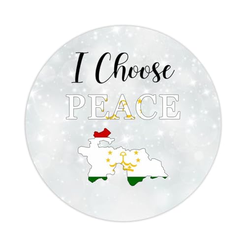 Tadschikistan-Flagge I Choose Peace Round Label Sticker 3 Inch Stickers for Notebook Stickers Tadschikistan Decal for Suitcase Computer Vinyl Decals Set of 50 Gifts for Friend von Yelolyio