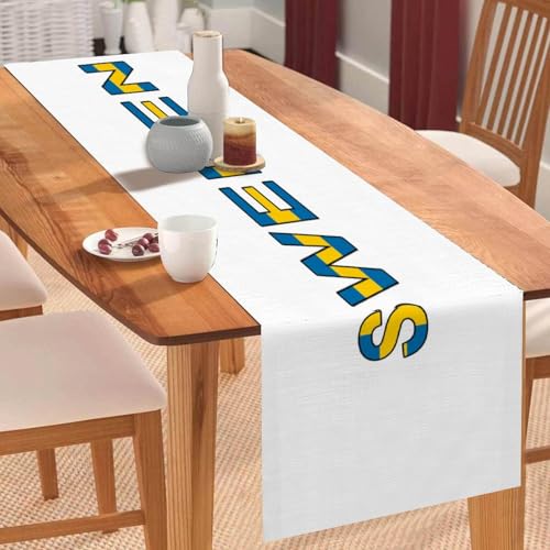Tischläufer mit schwedischer Flagge, Tischläufer, Tischläufer, Feiertage, Tischdekoration für Küche, Esstisch, Dekoration für Zuhause, Party, 33 x 305 cm Tischläufer mit schwedischer Flagge, Tischläufer, Tischläufer, Feiertage, Tischdekoration für Küche, Esstisch, Dekoration für Zuhause, Party, 33 x 305 cm von Yelolyio