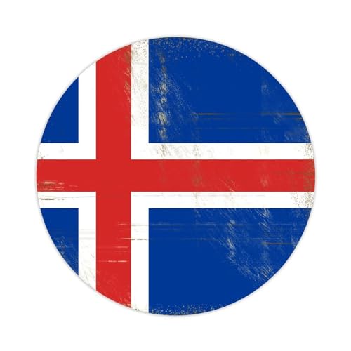 Vintage Island National Flag Round Label Sticker 4 Inch Stickers for Notebook Stickers Iceland Decal for Suitcase Computer Vinyl Decals Set of 50 Gifts for Friend von Yelolyio