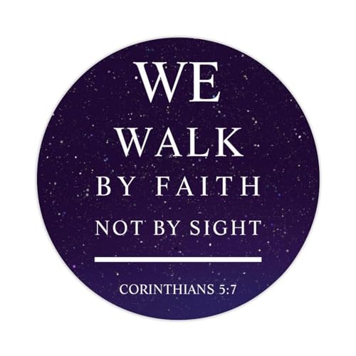 We Walk by Faith Not by Sight Corinthians 5: 7 Runde Etikettenaufkleber 3,8 cm Aufkleber für Notebook-Aufkleber, motivierendes Zitat, Aufkleber für Koffer, Computer, Vinyl-Aufkleber, Set mit 50 Stück, von Yelolyio