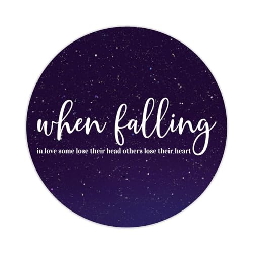 "When Falling in Love Some Lose Their Head Others Lose Their Heart Round Label Sticker 3 Inch Stickers for Notebook Stickers Motivational Quote Decal for Suitcase Computer Vinyl Decals Set of 50 Gift von Yelolyio