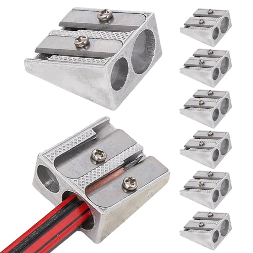 Doppelloch Bleistiftspitzer Magnesium Hand Kleine Anspitzer Metall Pencil Sharpener Doppelspitzer Bleistiftspitzer Doppelloch-Aluminiumlegierung Mini Anspitzer Für Schulen Büros Art (8) von Yelschwa