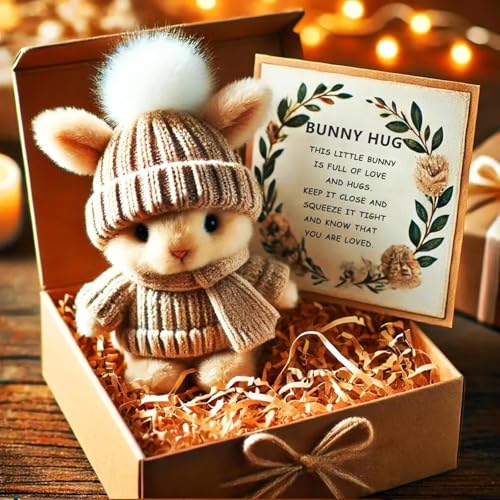 Mini Bunny Hug Cute Easter Gift, Easter Bunny Stuffed Animal, Cute Bunny Plush, Emotional Support Plush with Box and Sweet Card, Send A Friend Stuffed Animals Gift Box (Khaki) von Yeluptu