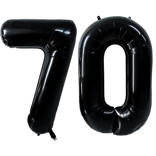 40 Zoll Schwarz 70 Zahlenballon Riesen Folien-Heliumballons Schwarz Großer Digitaler Ballon 70 Zahl 70 Luftballons für 70 Geburtstag Party Dekorationen Jubiläum Events Dekoration Supplies von Yeodong