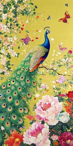 5D Diamond Painting Erwachsene Kits Blume Diamant Painting Bilder Pfau Diamond Painting Groß XXL 100x200cm Diamant Malerei Kunst Set für Anfänger Diamant Arts Malerei Stickerei für Deko Geschenke von Yeogcohe