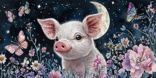 5D Diamond Painting Erwachsene Kits Blume Diamant Painting Bilder Schwein Diamond Painting Groß XXL 20x40cm Diamant Malerei Kunst Set für Anfänger Diamant Arts Malerei Stickerei für Deko Geschenke von Yeogcohe