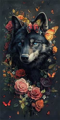 5D Diamond Painting Erwachsene Kits Blume Diamant Painting Bilder Wolf Diamond Painting Groß XXL 100x200cm Diamant Malerei Kunst Set für Anfänger Diamant Arts Malerei Stickerei für Deko Geschenke von Yeogcohe