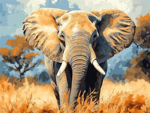 Diamond Painting Erwachsene Elefant Diamant Painting Bilder Tier 5D DIY Full Drill Crystal Stickerei Malen Nach Zahlen Kinder Mosaikherstellung mit Zubehör,Home Wand Décor Geschenk 30x40cm L-46 von Yeogcohe