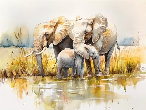 Diamond Painting Erwachsene Elefant Diamant Painting Bilder Tier 5D DIY Full Drill Crystal Stickerei Malen Nach Zahlen Kinder Mosaikherstellung mit Zubehör,Home Wand Décor Geschenk 30x40cm L-49 von Yeogcohe